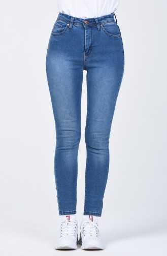 Jeans Mom Avec Poche 1001-04 Bleu Jean 1001-04