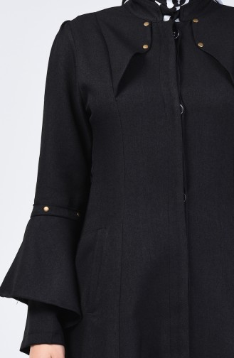 Flounced Sleeve Topcoat 1272-01 Black 1272-01