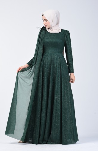 Silbernes Abendkleid 3050-01 Smaragdgrün 3050-01