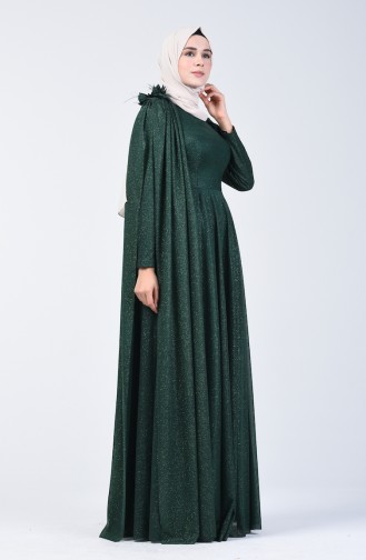 Robe de Soirée à Paillettes 3050-01  Vert émeraude 3050-01