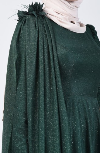 Emerald Green Hijab Evening Dress 3050-01