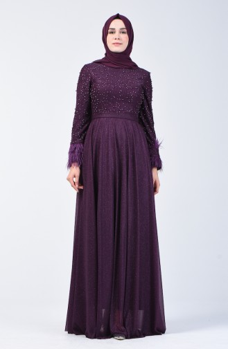 Robe de Soirée Perlée 3062-01 Pourpre 3062-01