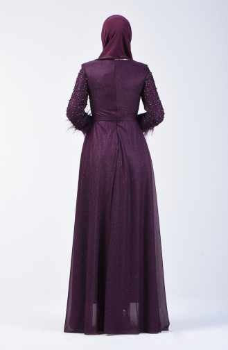 Robe de Soirée Perlée 3062-01 Pourpre 3062-01