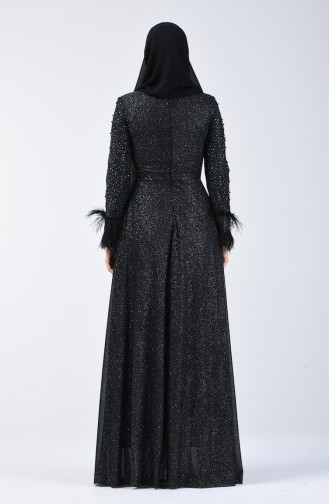 Robe de Soirée Perlée 3062-03 Noir 3062-03