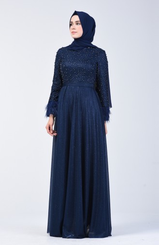 Perlen Abendkleid 3062-06 Dunkelblau 3062-06