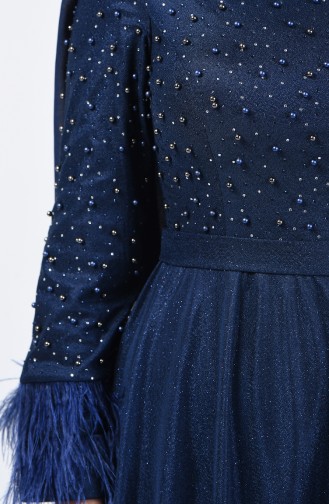 Pearly Evening Dress 3062-06 Navy Blue 3062-06