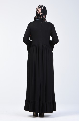 فستان بخصر مزموم أسود 81780-03