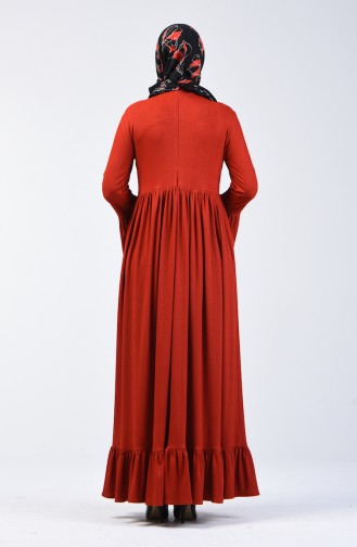 Ruched Waist Dress 81780-04 Brick Red 81780-04