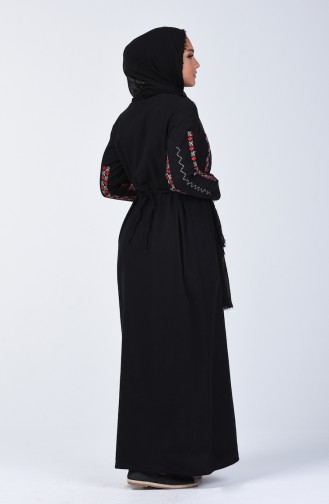 Şile Bezi Nakışlı Elbise 3030-01 Siyah