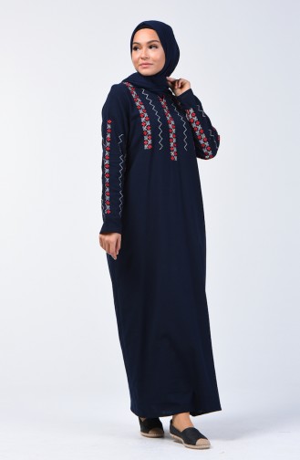 Dunkelblau Hijab Kleider 3030-02