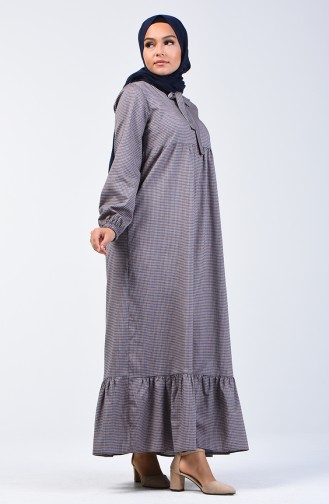 Tie Collar Ruched Dress 1367-06 Grey Navy Blue 1367-06