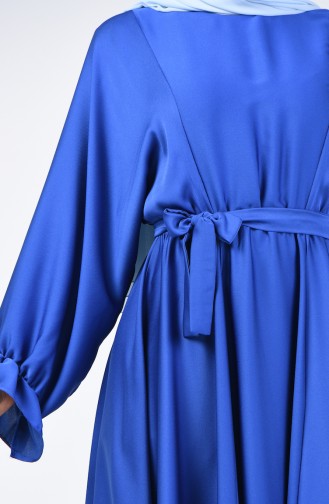 Yarasa Kol Kuşaklı Elbise 5129-02 Saks