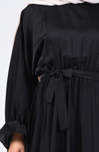 Robe à Ceinture Manche Chauve-Souris 5129-04 Noir 5129-04