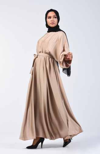 Beige Hijab Kleider 5129-06