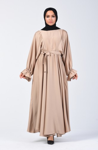 Beige Hijab Kleider 5129-06