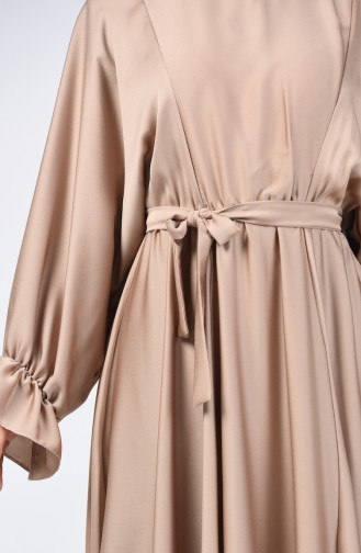 Beige Hijab Kleider 5129-06