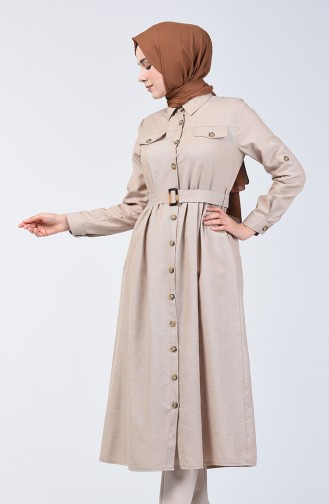 Buttoned Up Long Tunic 1307-01 Stone 1307-01