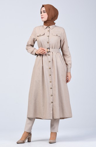 Buttoned Up Long Tunic 1307-01 Stone 1307-01
