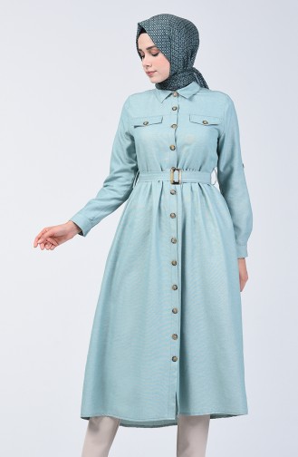 Buttoned Up Long Tunic 1307-02 Light Green 1307-02