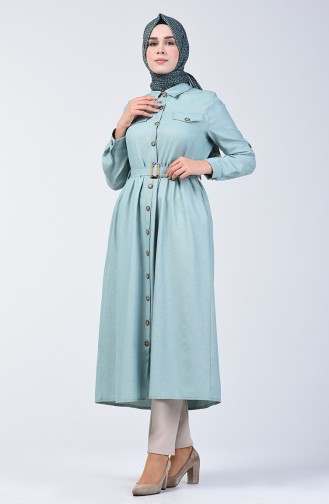 Buttoned Up Long Tunic 1307-02 Light Green 1307-02