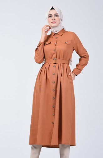 Buttoned Up Long Tunic 1307-03 Tobacco 1307-03