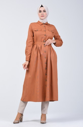 Buttoned Up Long Tunic 1307-03 Tobacco 1307-03