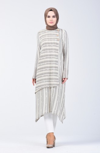 Simli Uzun Tunik 1093-01 Bej 1093-01