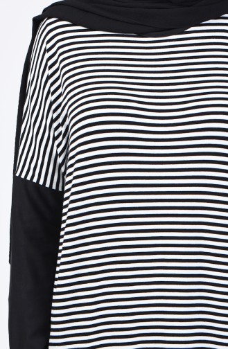 Striped Asymmetric Tunic 8000-01 Black White 8000-01
