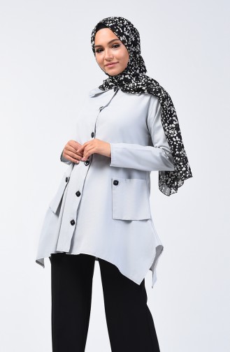 Süs Cepli Tunik 3135-08 Gri