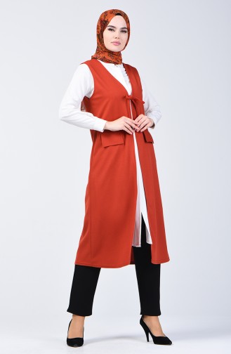 Vest with Pockets 0037-02 Brick Red 0037-02