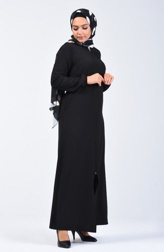 Abaya à Fermeture 4036-01 Siyah 4036-01