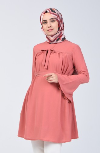 Kuşaklı Tunik 5008-01 Gül Kurusu