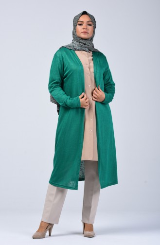 Lange Strickjacke 7520-18 Smaragdgrün 7520-18