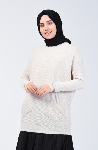 Knitwear Sweater with Pockets 0568-02 Beige 0568-02