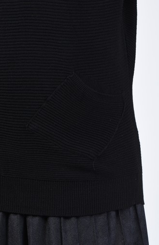 Pull Tricot à Poche 0568-03 Noir 0568-03