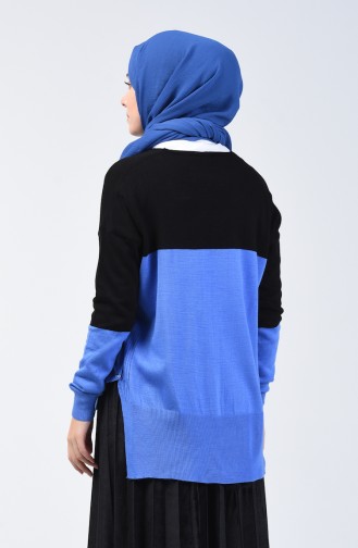 Knitwear V-neck Sweater 0569-05 Black Blue 0569-05