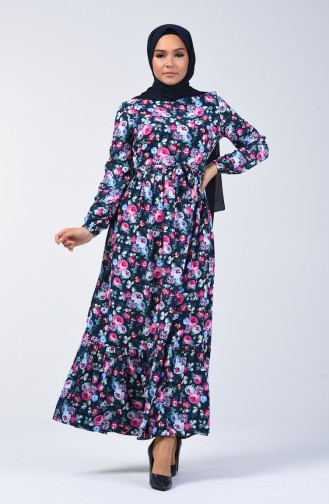 Dunkelblau Hijab Kleider 2056D-01