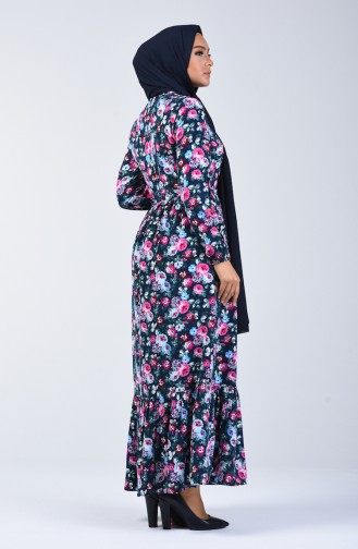 Navy Blue Hijab Dress 2056D-01