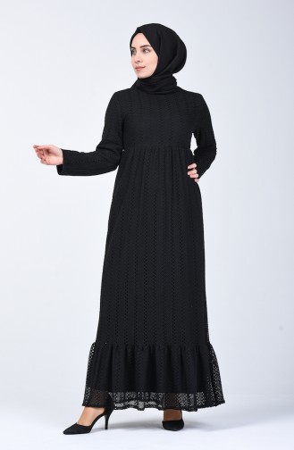 Dantel Detaylı Elbise 2008-02 Siyah