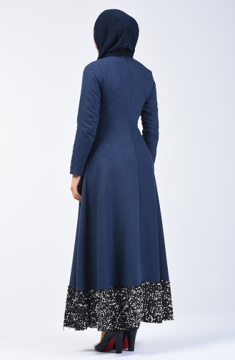 فستان مزين بالترتر نيلي 5125-05