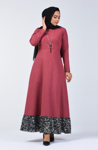 Payet Garnili Elbise 5125-07 Gül Kurusu