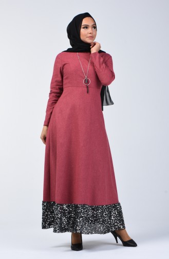 Payet Garnili Elbise 5125-07 Gül Kurusu