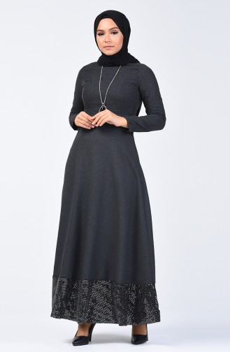 فستان مزين بالترتر أسود 5125A-01
