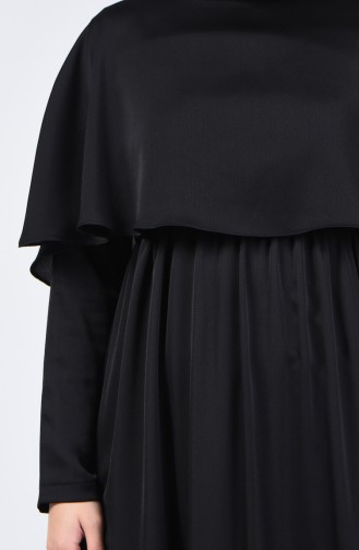 Pelerinli Elbise 5127-02 Siyah