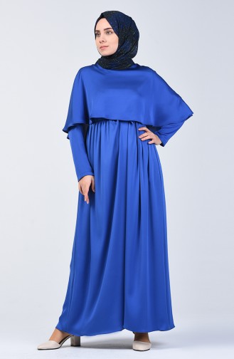 Robe Avec Cape 5127-06 Bleu Roi 5127-06