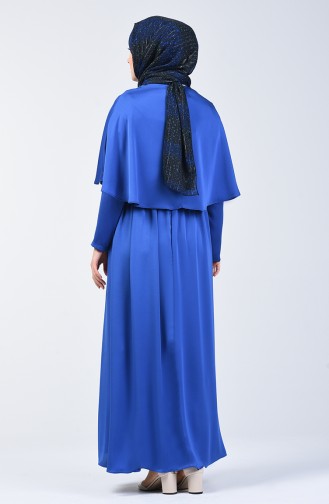 Robe Avec Cape 5127-06 Bleu Roi 5127-06