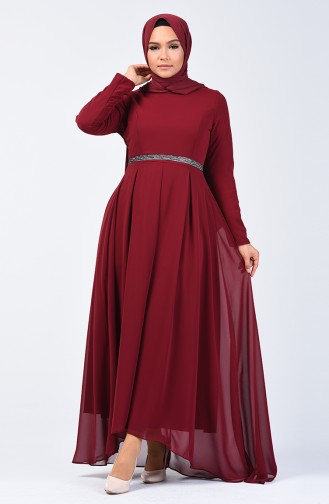 Robe Plissée Mousseline 5128-01 Bordeaux 5128-01