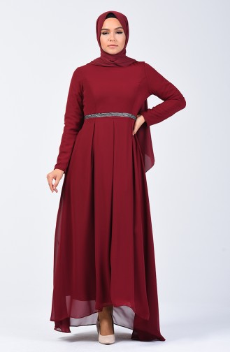 Robe Plissée Mousseline 5128-01 Bordeaux 5128-01