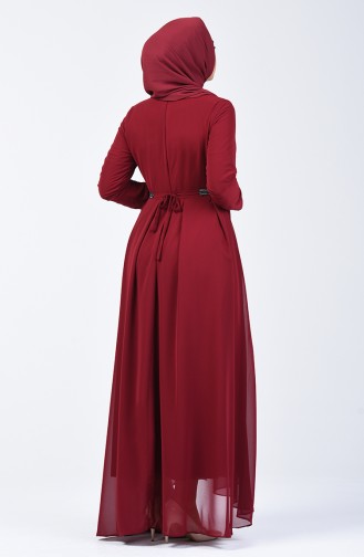 Pleated Chiffon Dress 5128-01 Claret Red 5128-01