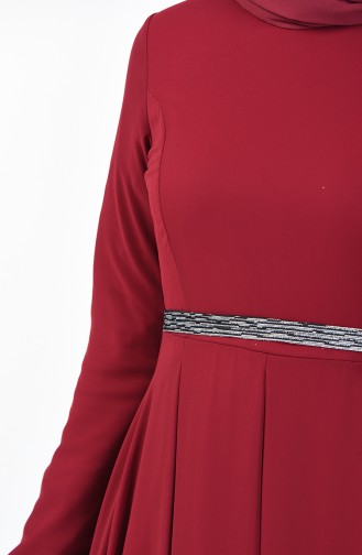 Pleated Chiffon Dress 5128-01 Claret Red 5128-01